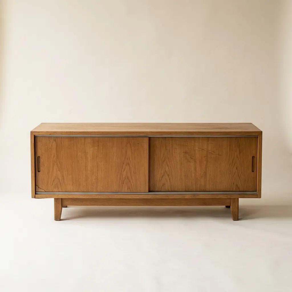 Credenza bassa in rovere con ante scorrevoli