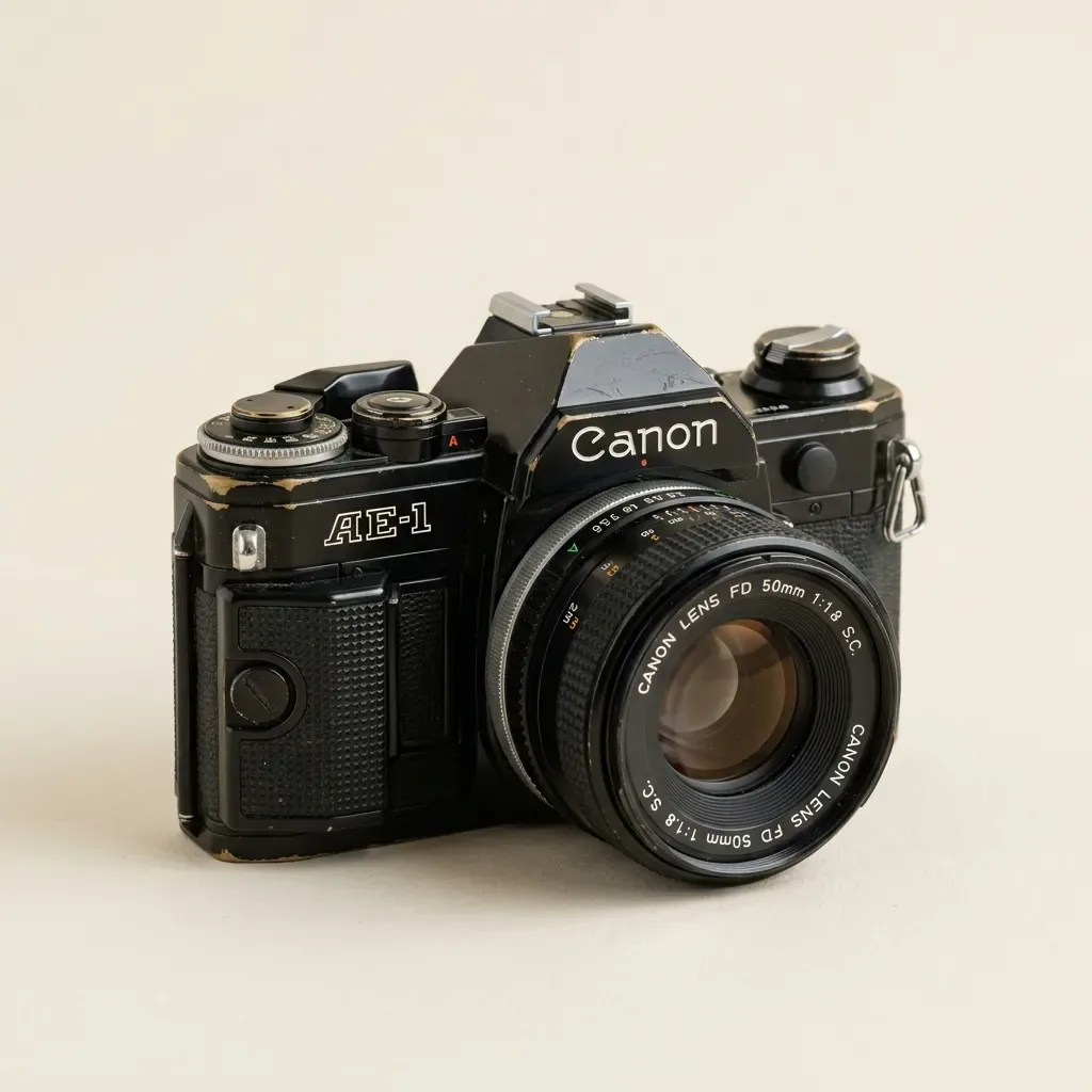Fotocamera Canon analogica con obiettivo 50 mm