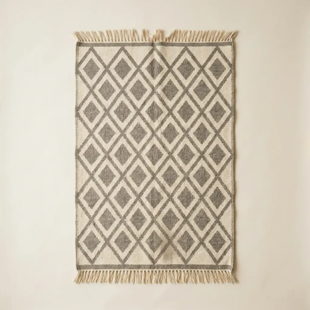 Tappeto in lana a rombi 120 × 180