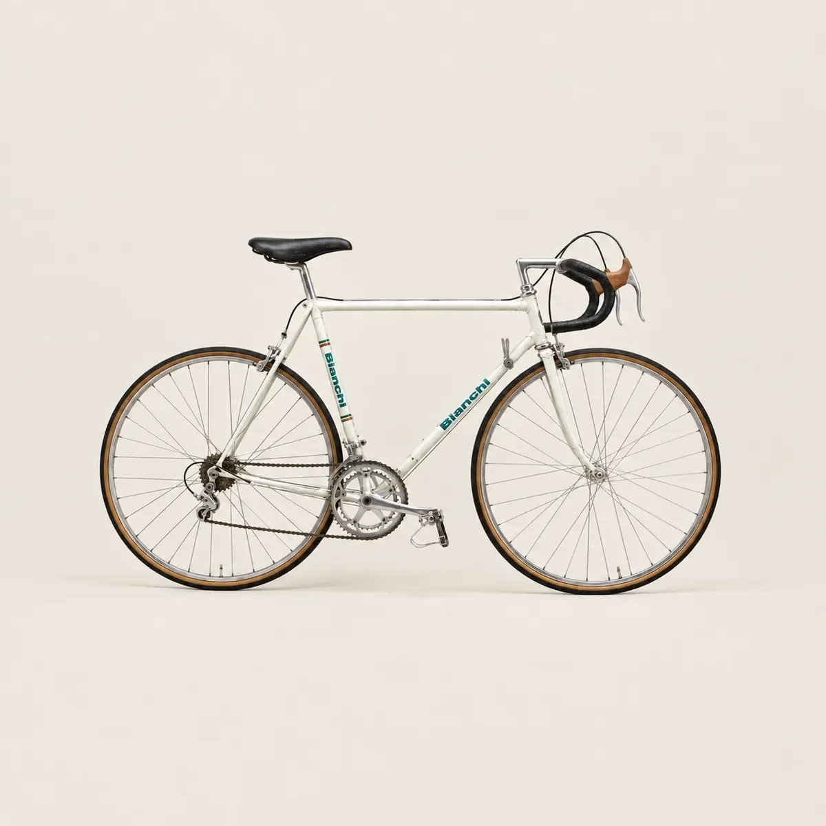 Bici da corsa vintage Bianchi bianca, telaio 52